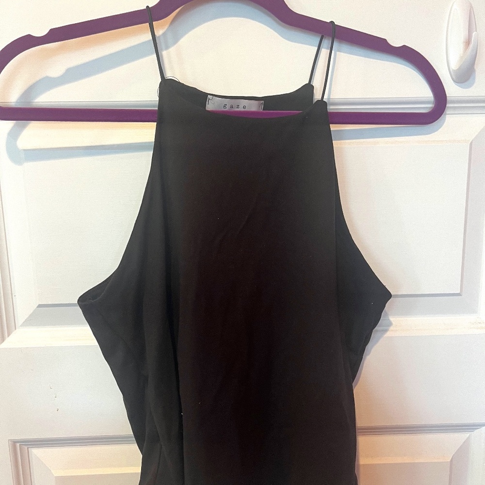 High Neck Tank Top - Black - Size M